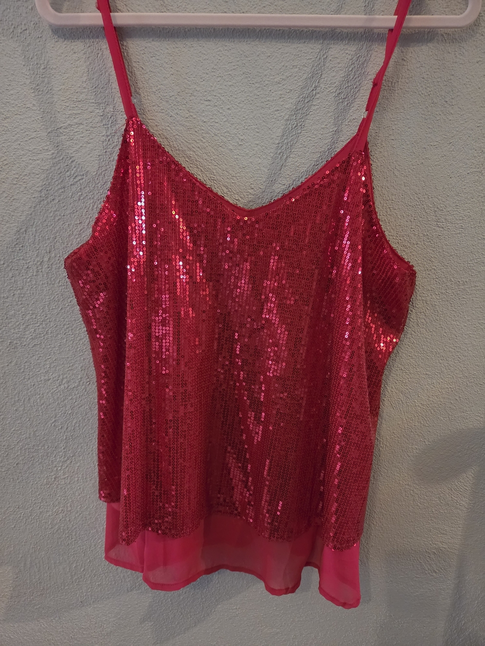 Womens red sequin cami